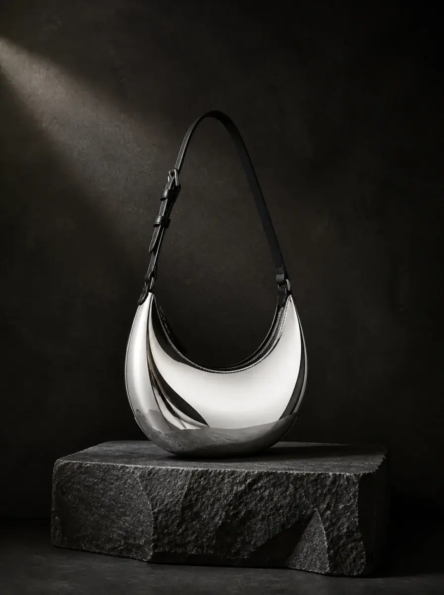 Chrome crescent bag