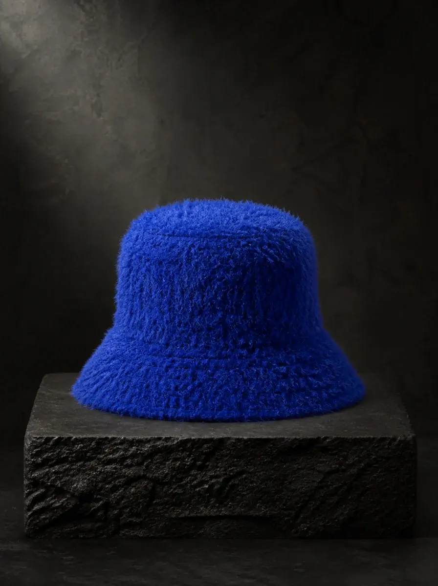 Cobalt fuzzy bucket hat