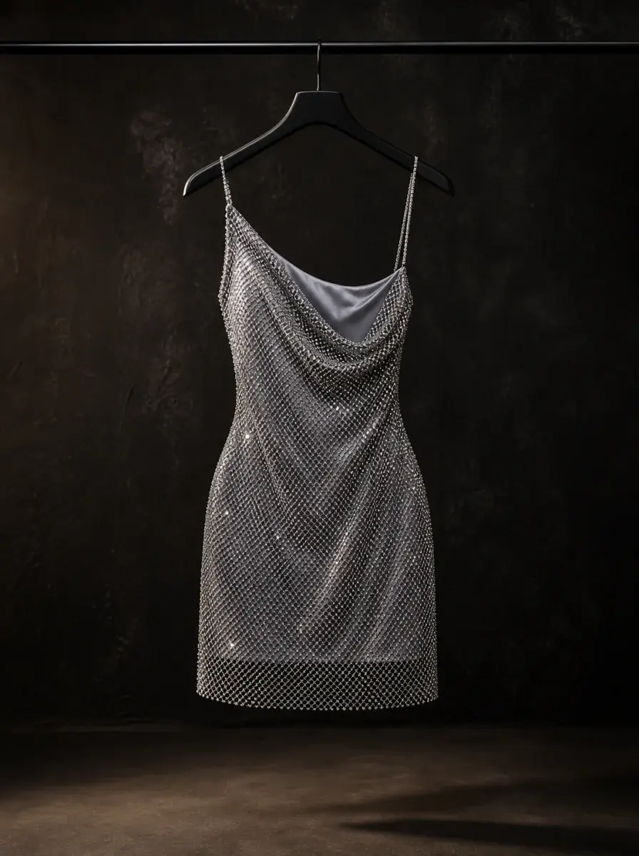 Crystal mesh mini dress