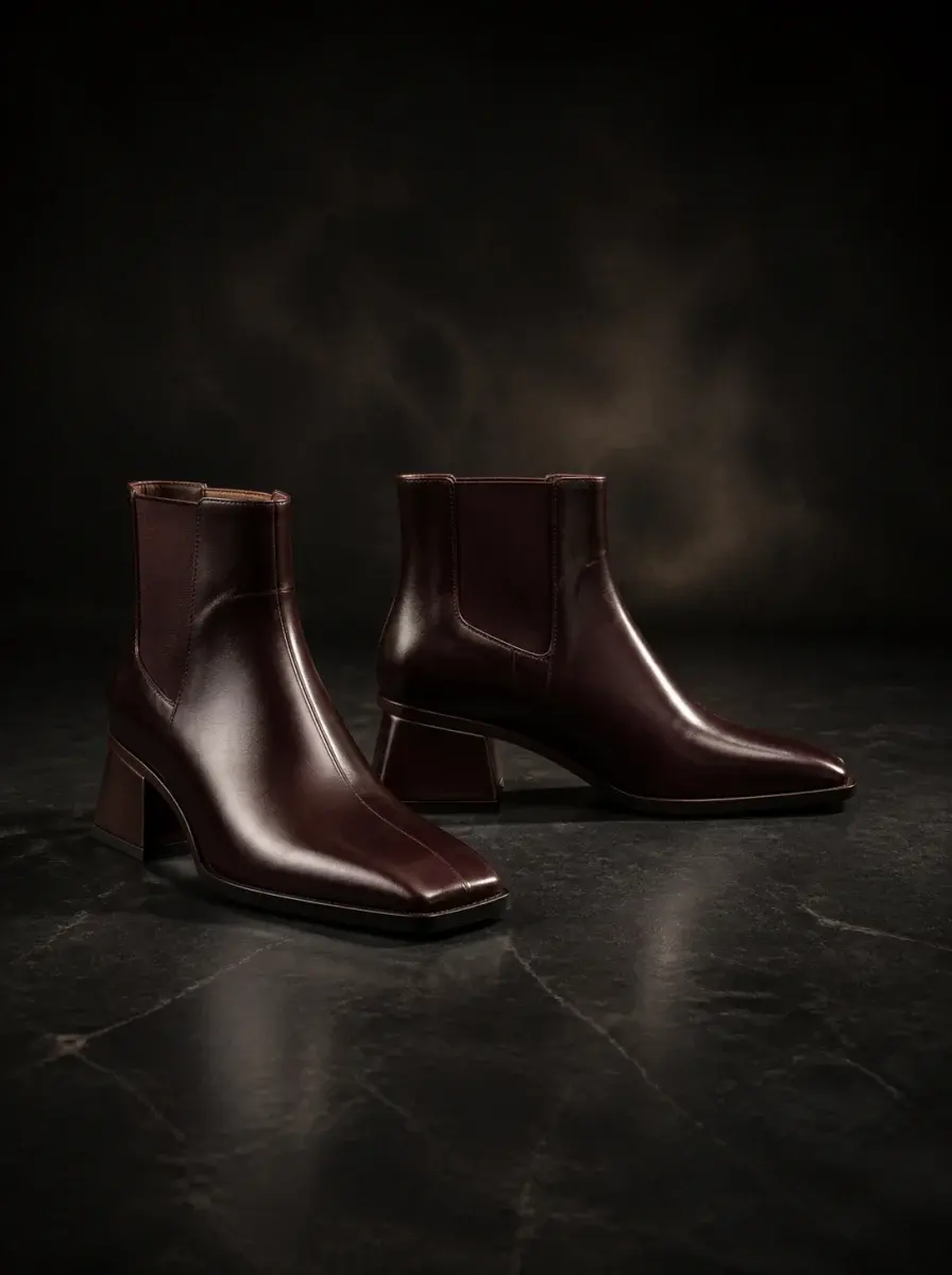 Oxblood square-toe boots