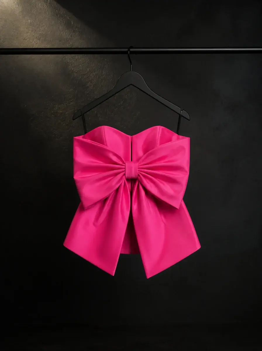 Pink bow sculptural top