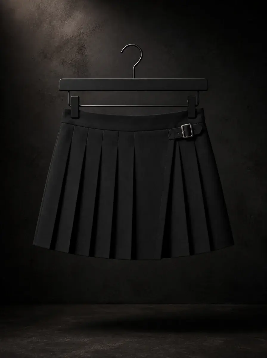 Black pleated mini skirt