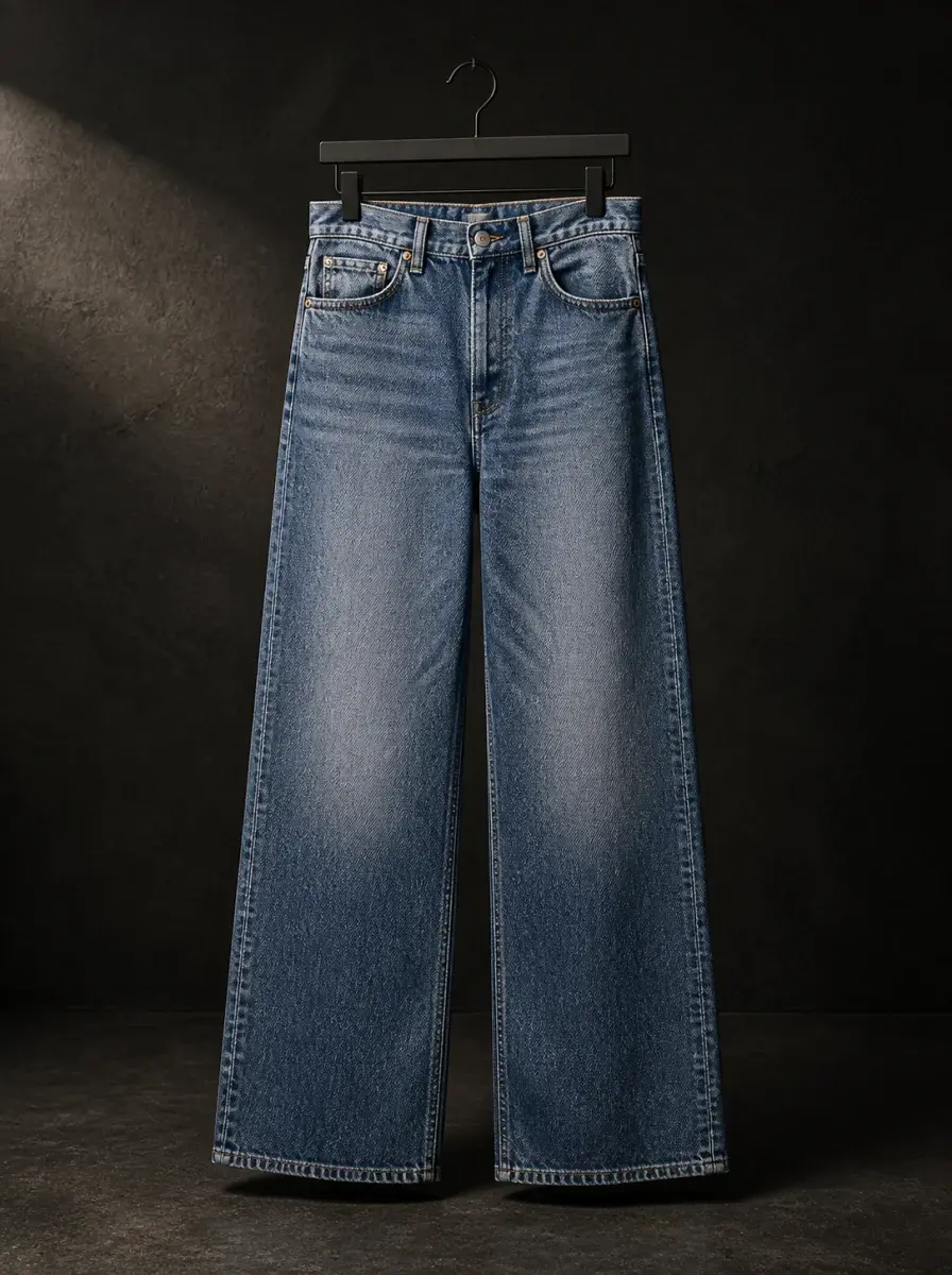 Washed wide-leg jeans